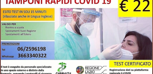 TAMPONE RAPIDO E TEST SIEROLOGICO  IN FARMACIA